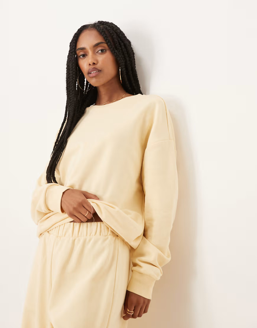 ASOS DESIGN oversized sweat co ord top in buttermilk-Yellow | ASOS (Global)