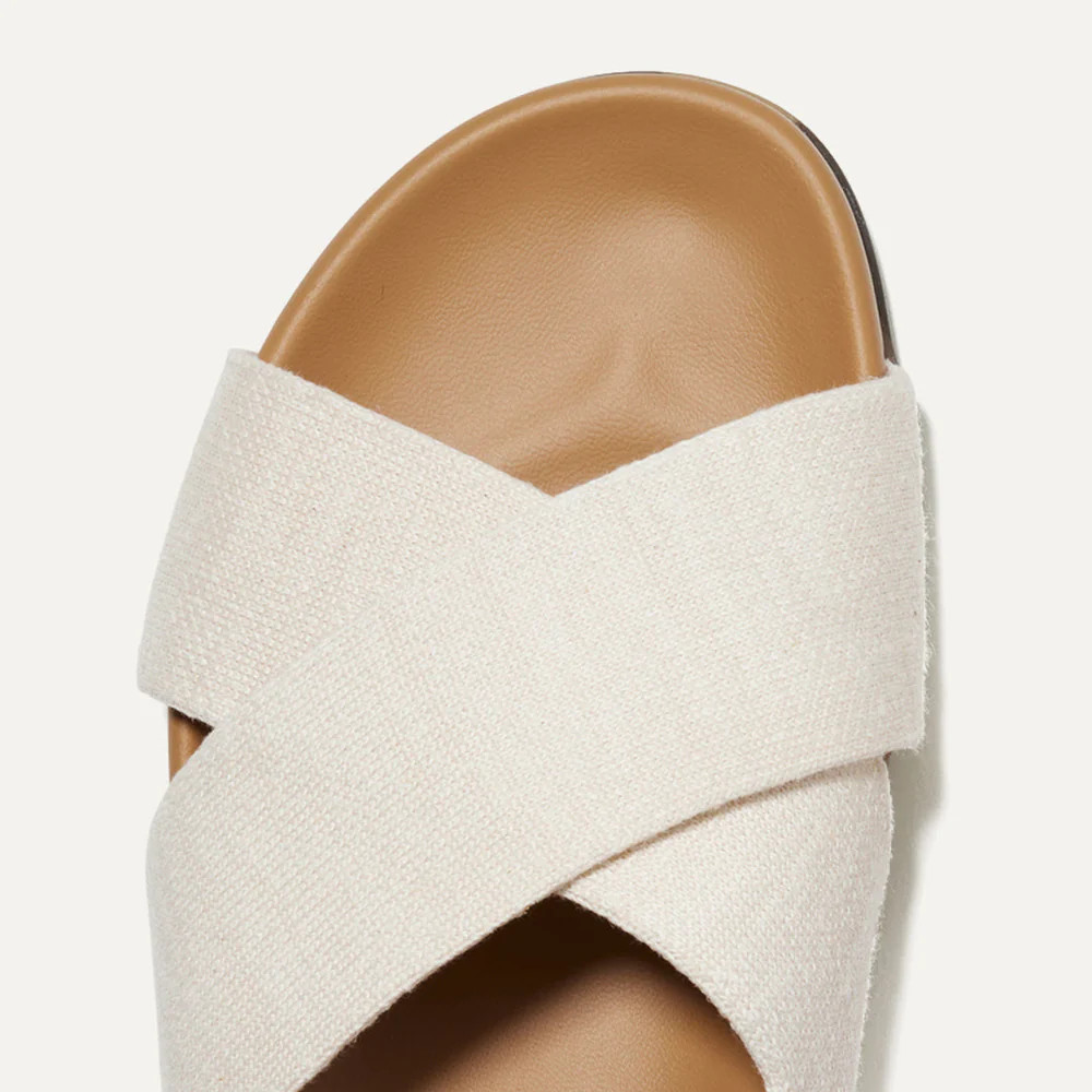 The Weekend Slide in Toffee Stripe | Women's Sandals | Rothy's | Rothy's