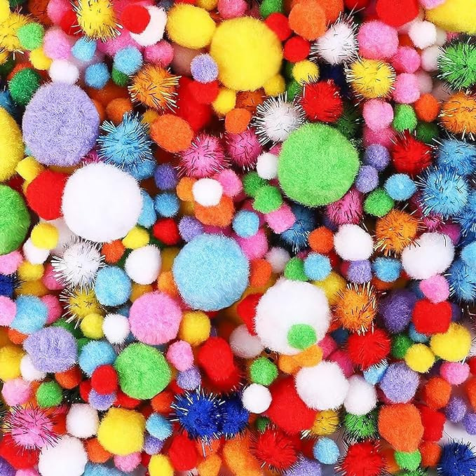 HEHALI 1000pcs Multicolor Pom Pom Balls, Assorted Sizes & Colors Pompoms for Arts and Craft Makin... | Amazon (US)