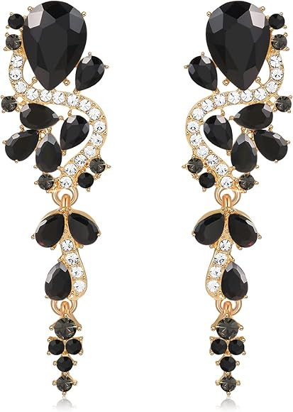 Rhinestone Statement Drop Dangle Earrings Dangling Sparkly Crystal Bridal Bridesmaid Wedding Earr... | Amazon (US)