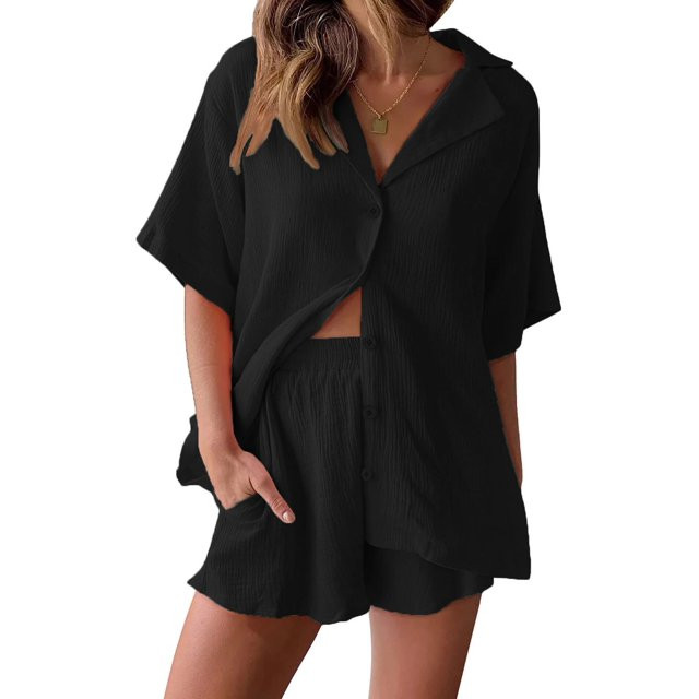 Fantaslook 2 Piece Lounge sets for women Button Down Shirts and Shorts Casual Set Short Sleeve Su... | Walmart (US)