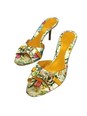 GUCCI FLORAL MULTICOLOR SATIN SLIP ON SANDAL SIZE, EU39.5, US8  | eBay | eBay US