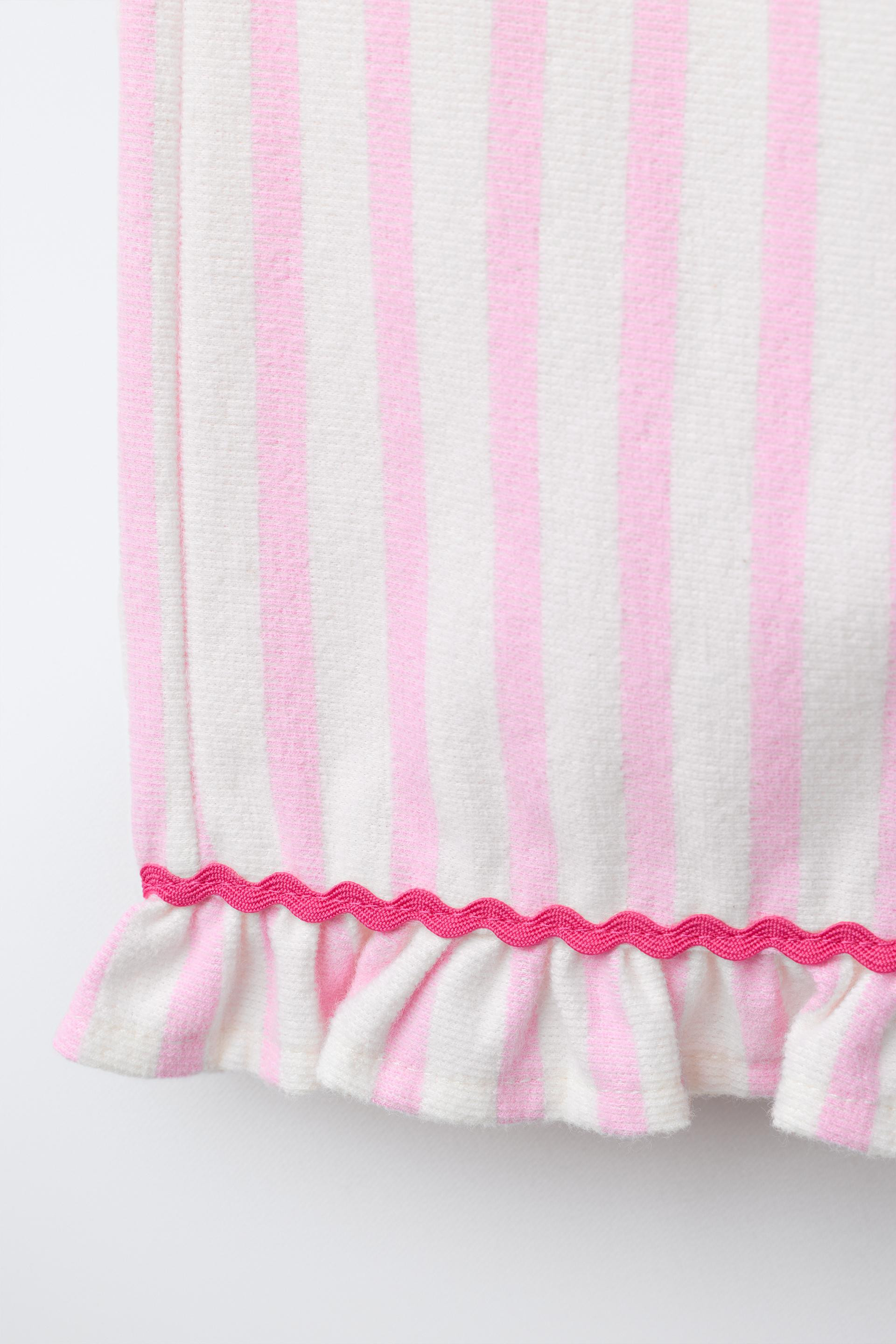 WOVEN STRIPED RUFFLED PANTS | Zara US