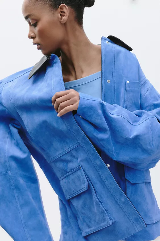 OVERSIZE-JACKE AUS WILDLEDER MIT MATERIALKOMBINATION | Zara DE