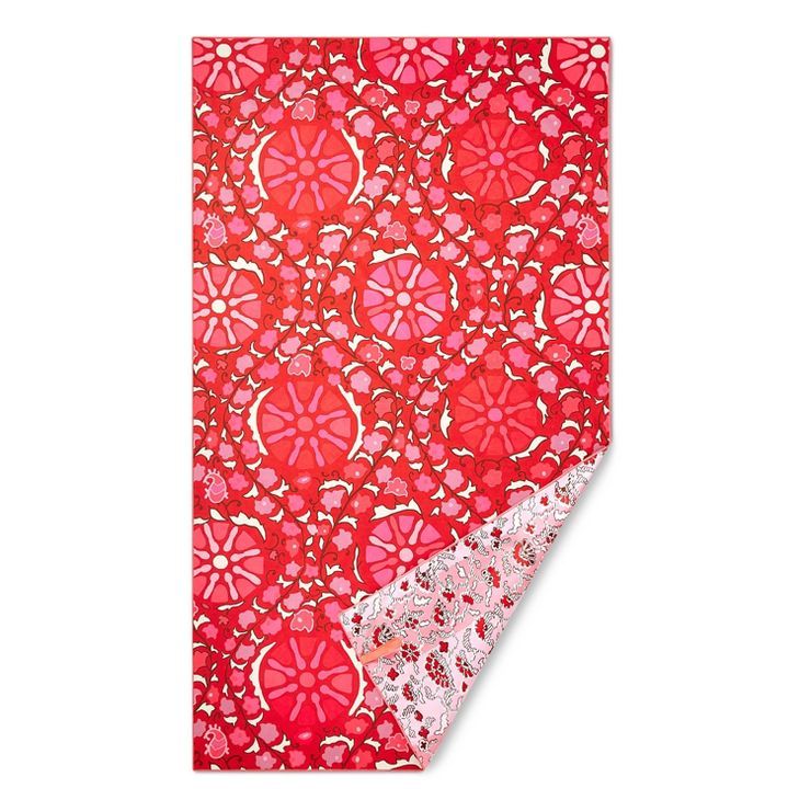 72"x40" Zinnia Floral/Whimsical Floral Print Microfiber Beach Towel Red/Pink - RHODE x Target | Target