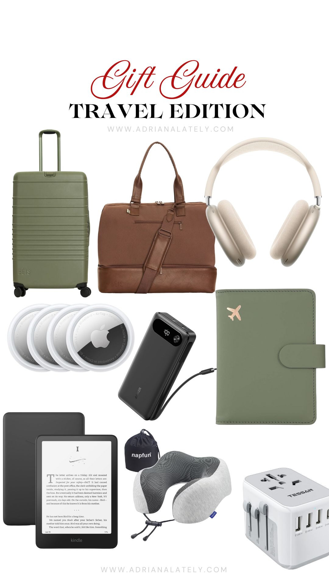 Gift Guide: Travel Edition 
-- 


Gift Guide, Travel Edition, Holiday Gifts, Christmas Gifts, Gift Ideas, Travel Gifts, Luggage, Duffle Bags, Headphones, Eye Masks, Power Banks, Passport Holders, E-Readers, Travel Pillows, Universal Adapters, Travel Accessories, Holiday Shopping, Gift Inspiration, 

 #LTKCyberWeek #LTKGiftGuide #LTKHoliday