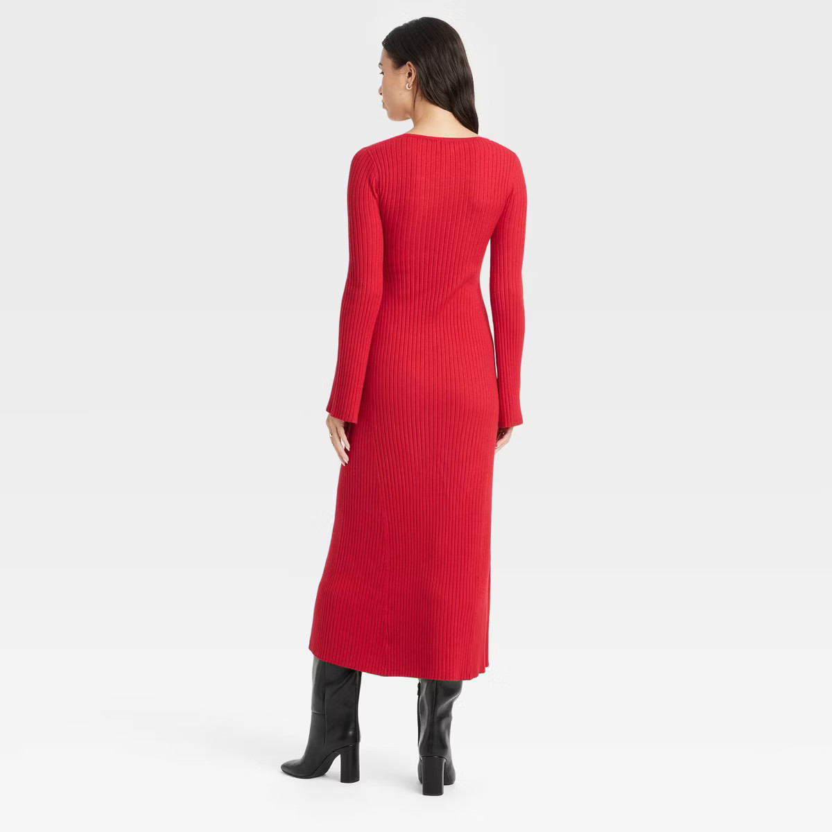 Women's Long Sleeve Maxi Sweater Dress - A New Day™ Red M | Target