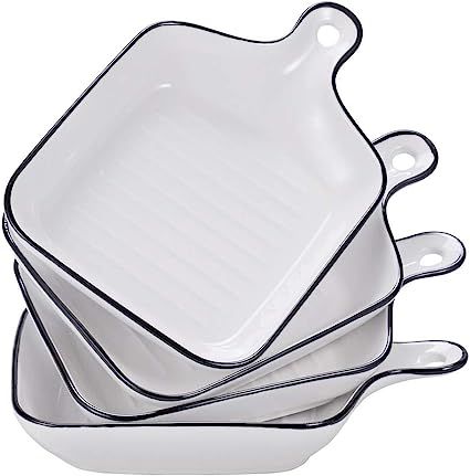 BonNoces Porcelain Baking Dish Small, Square Individual Baking Pasta Lasagna Pan with Single Hand... | Amazon (US)