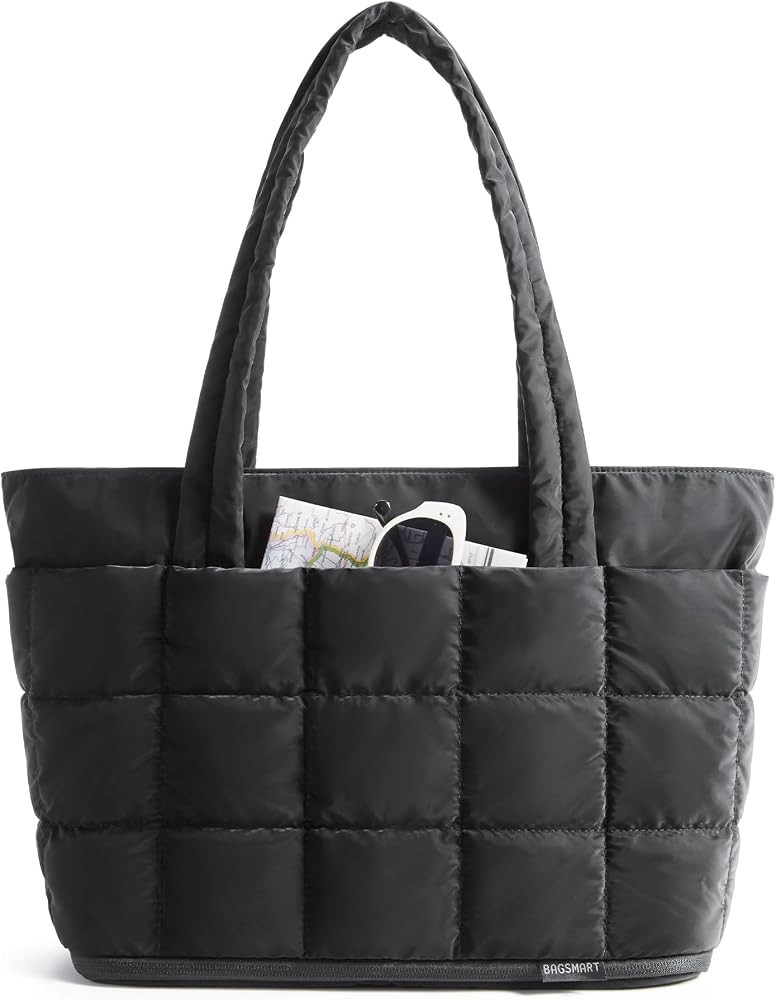 BAGSMART Expandable Tote Bag for Women, Puffer Work Tote Travel Bag | Amazon (US)