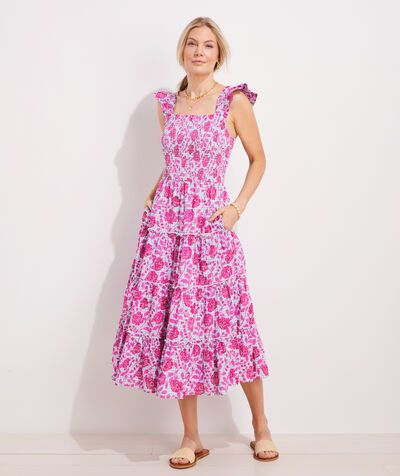 Kentucky Derby Smocked Rose Dress | vineyard vines