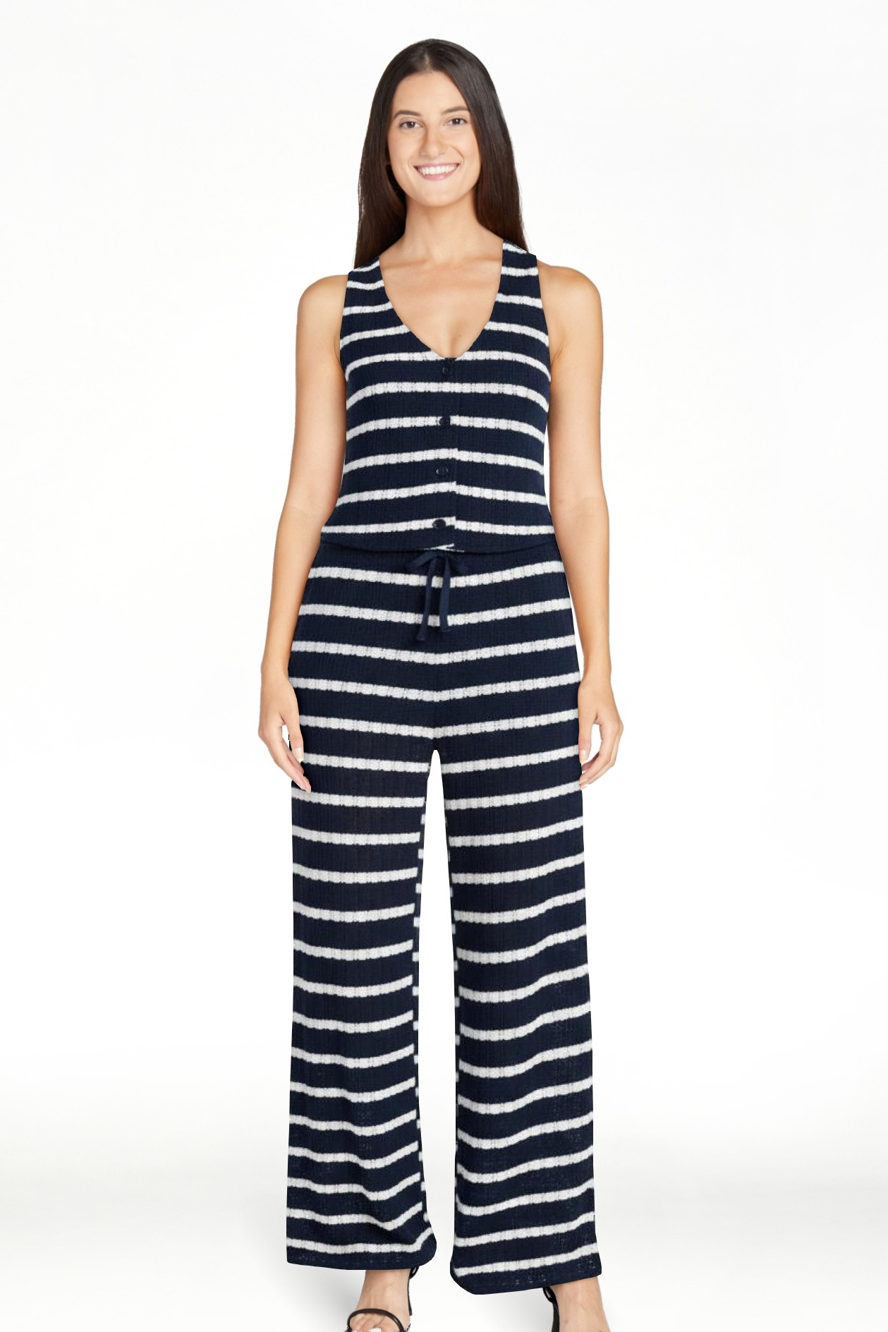 No Boundaries Sleeveless Button Vest and Pants, 2-Piece Set, Women’s XXS-XXL | Walmart (US)