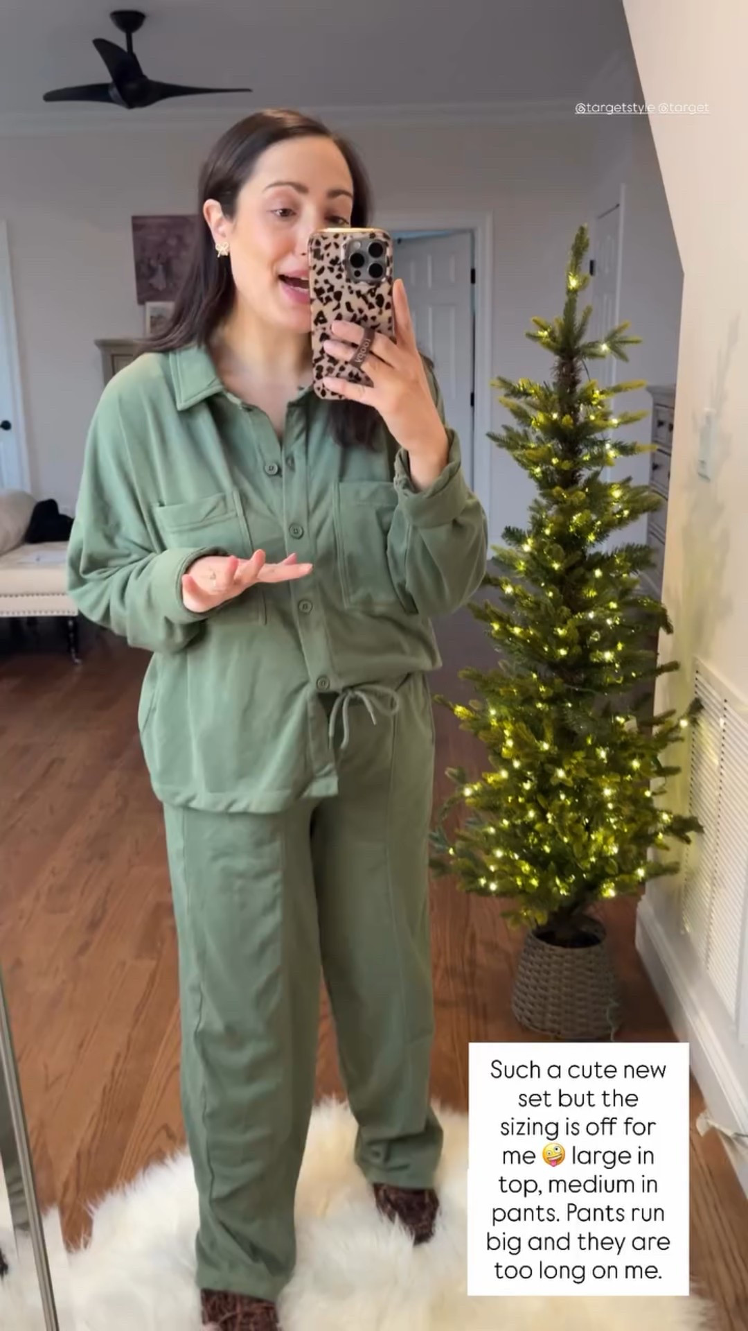 Such a cute new set but the sizing is off for me 🤪 large in top, medium in pants. Pants run big and they are too long on me.  @targetstyle @target