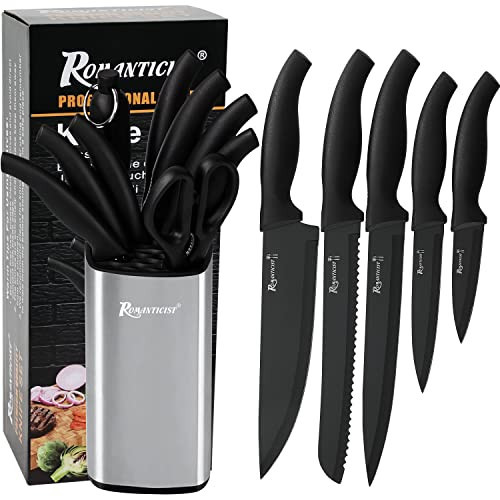 ROMANTICIST Kitchen Knife Set with Block - 8PCS High Carbon Stainless Steel with Chef Knife, Slicer Knife - Best Kitchen Knife Set Gift for Professional Chef Home Cooks | Amazon (US)