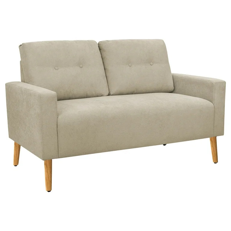 Walnew Mid-Century Loveseat Button Tufted 2 Seater Sofa, Beige Fabric | Walmart (US)
