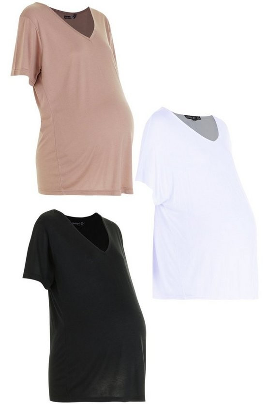 Maternity 3 Pack Ultimate V Neck T Shirt | Boohoo.com (US & CA)