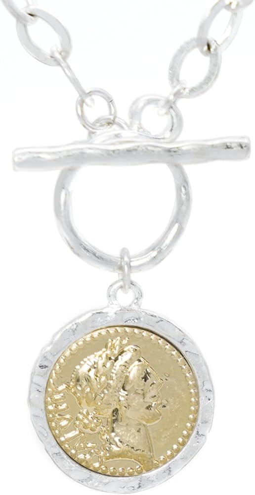 Antique Gold Plated Roman Coin Necklace for Women 18 Inch Chain Pendant Necklace Birthday Anniver... | Amazon (US)