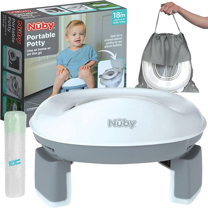 Nuby On-The-Go Portable Potty Seat - Travel Toilet Seat for Boys and Girls 18+ Months - Includes ... | Amazon (US)