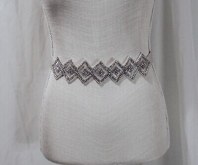 David's Bridal Wedding Dress Sash Belt Diamond Shaped Rhinestone Crystal Ivory  | eBay | eBay US