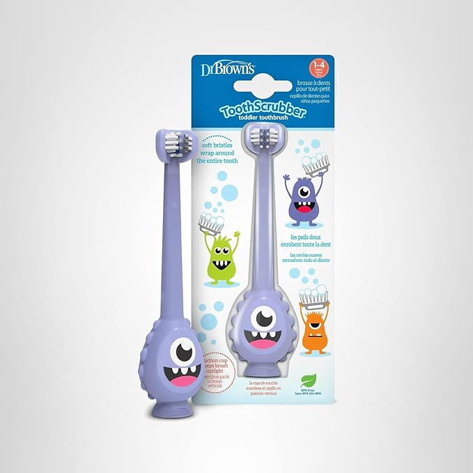 Dr. Brown's ToothScrubber Toothbrush, Three-Sided Toddler Training Toothbrush for Ages 1-4 Years ... | Amazon (US)