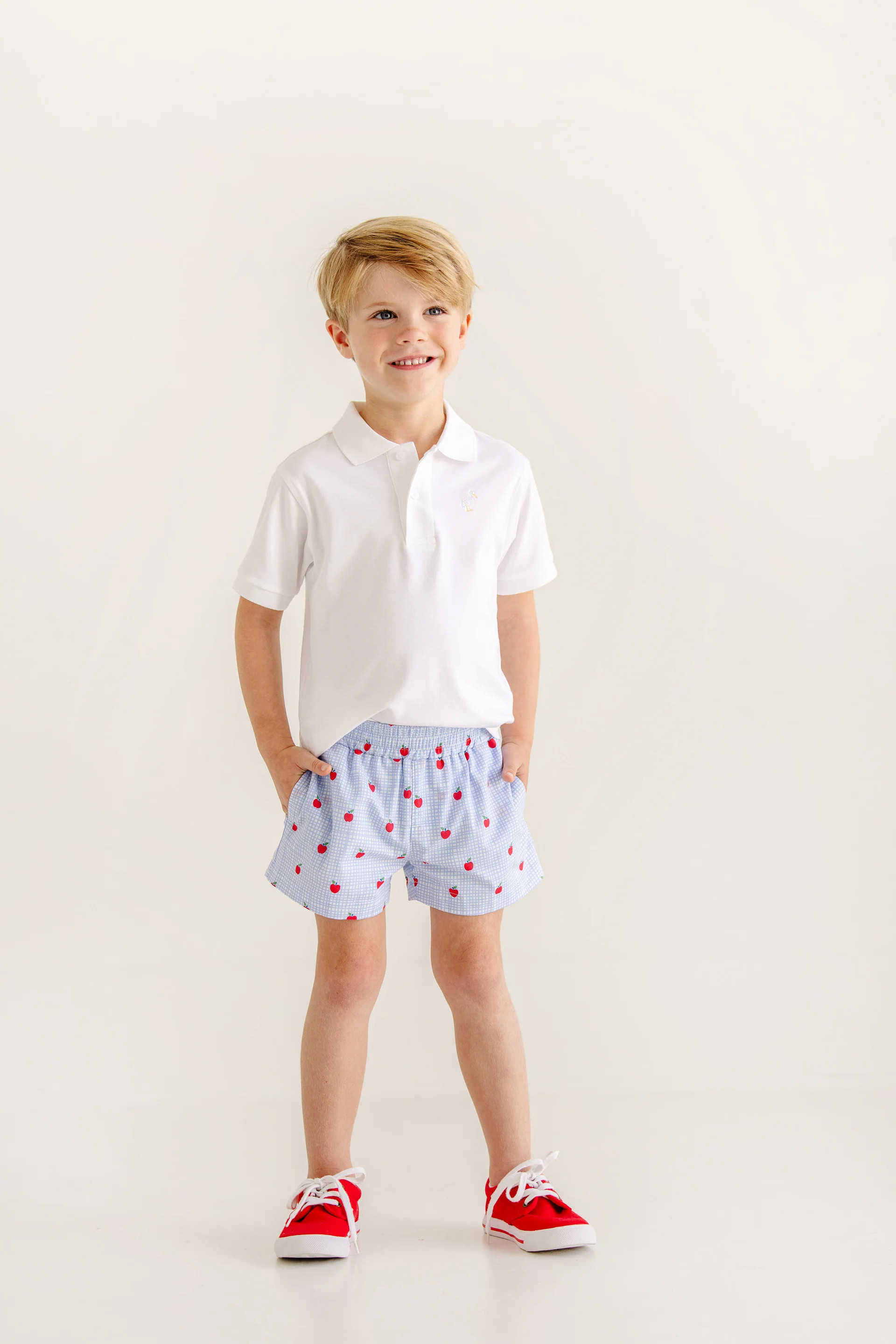 Sheffield Shorts - Apple of My Eye with Wood Boat Blue Stork | The Beaufort Bonnet Company