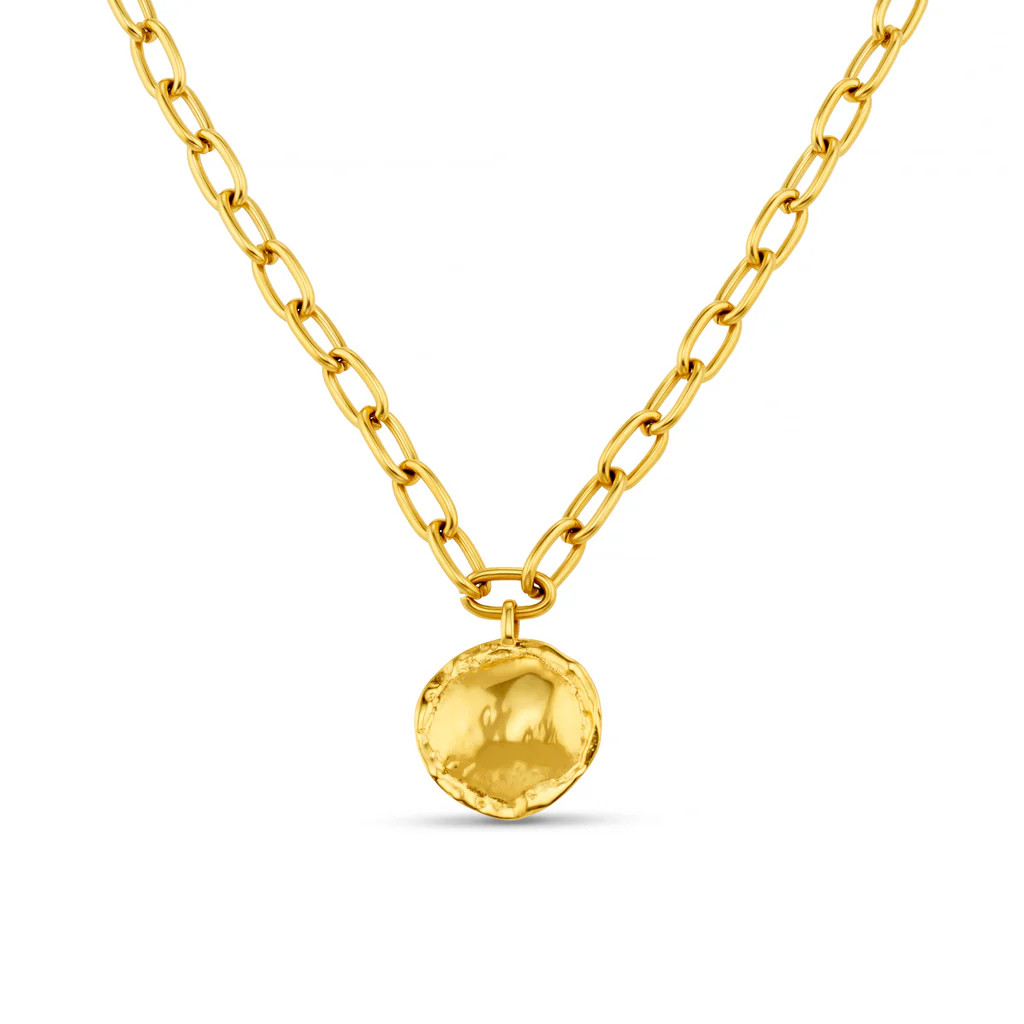 LUXE Oval Link & Molten Coin Necklace | Orelia