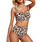 Womens Sexy Two Piece Leopard Printed Swimsuits High Waisted High Cut Padded Bikini Set Bathing S... | Amazon (US)