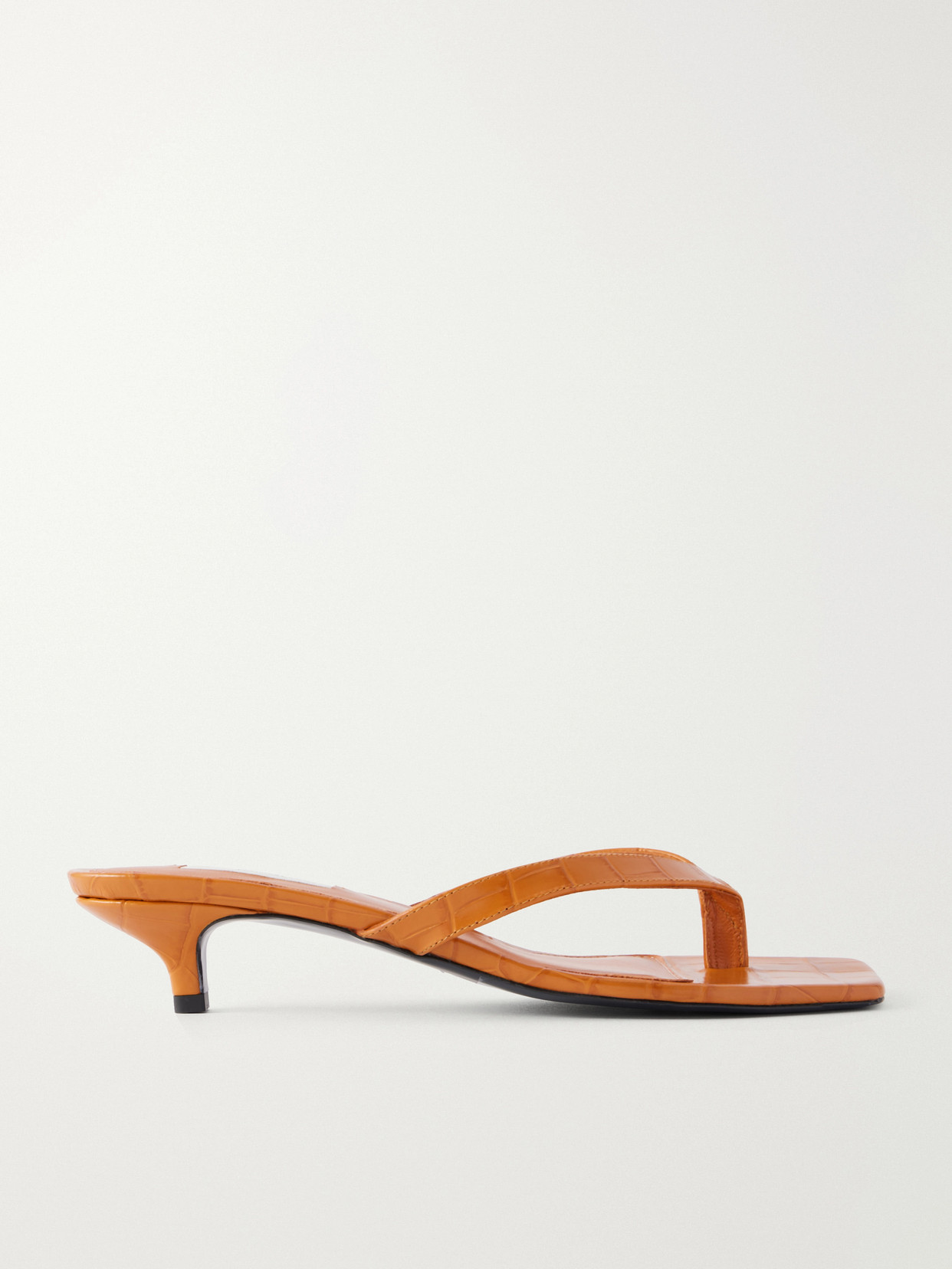 TOTEME - Croc-effect Leather Sandals - Orange | NET-A-PORTER (US)