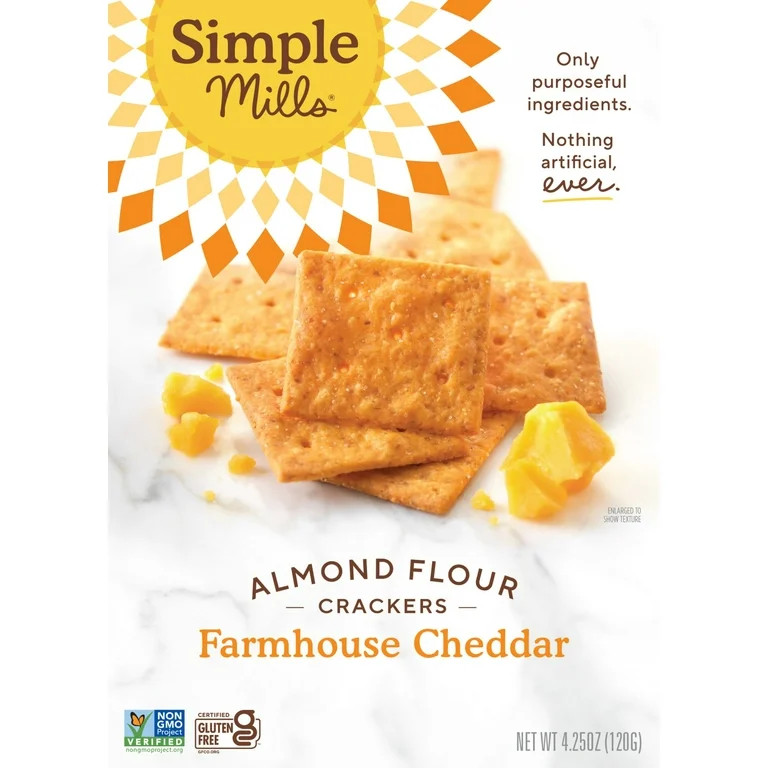 Simple Mills Almond Flour Crackers, Farmhouse Cheddar Gluten-Free Crackers, 4.25 oz | Walmart (US)