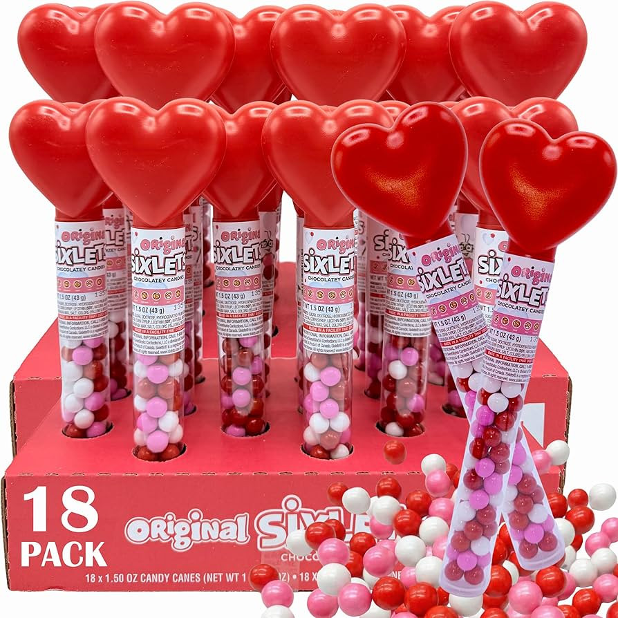 VALENTINE'S Chocolate Candy Filled Tubes, 18 Count Bulk, Candy Filled Heart Topped Tubes, Pink, R... | Amazon (US)
