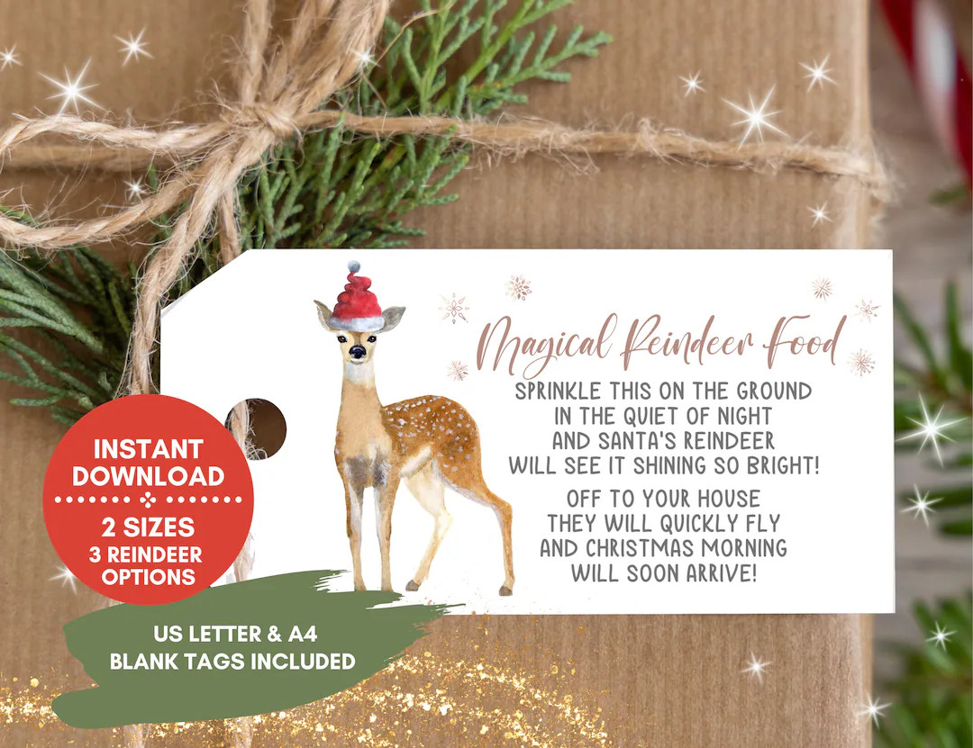 Printable Reindeer Food Tags, Magical Reindeer Food Tag, Christmas Eve Tags, Enjoy the magic of C... | Etsy (US)