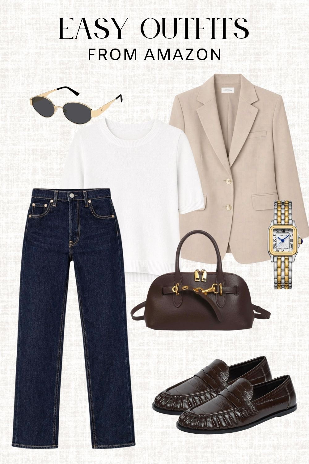 Easy Amazon outfit formula

amazon outfit idea, amazon fashion finds, amazon outfits for women, affordable amazon fashion, chic casual outfit idea, amazon blazer outfit, dark wash jeans outfit, casual work outfit idea, elevated everyday outfit, simple chic outfit, effortless everyday style, amazon style finds

#LTKSeasonal #LTKWorkwear #LTKootd