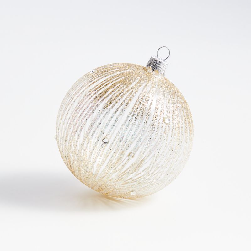 Large Gold Glittered Glass Ball Christmas Tree Ornament + Reviews | Crate and Barrel | Crate & Barrel