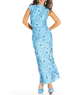 x Amanda Jones Vaughan Waverly Coordinating 3D Lace High Rise Midi Pencil Skirt | Dillard's