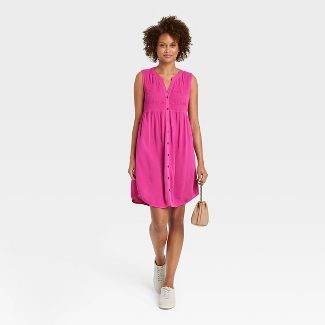 Women's Sleeveless Smocked Button-Down Dress - Knox Rose™ | Target