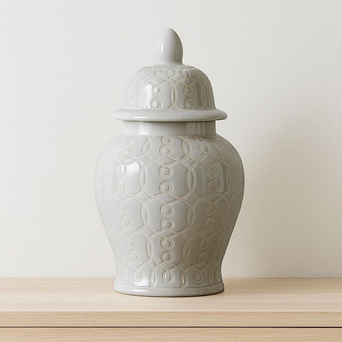 Decorative Ceramic Temple Jar with Lid for Living Room Decor - Modern Home Decor Accent for Bedro... | Amazon (US)