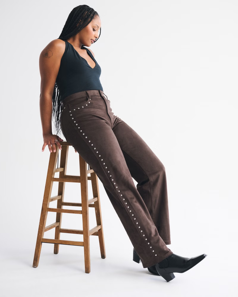 High Rise 90s Relaxed Vegan Leather Pant | Abercrombie & Fitch (US)