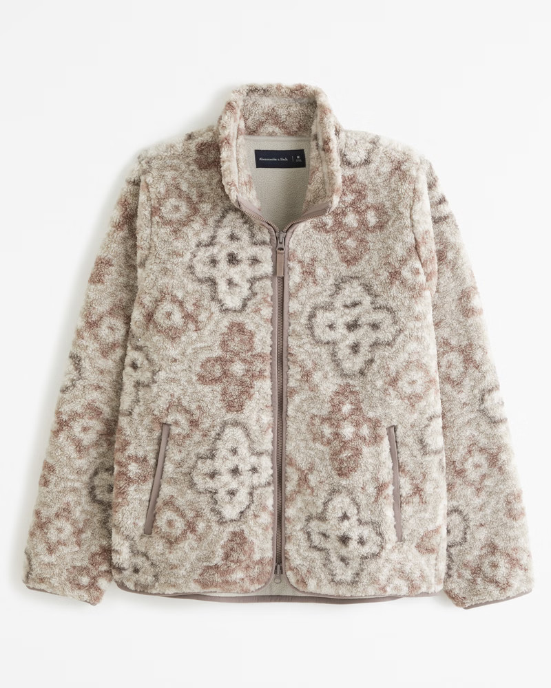 Pattern Sherpa Full-Zip Jacket | Abercrombie & Fitch (US)