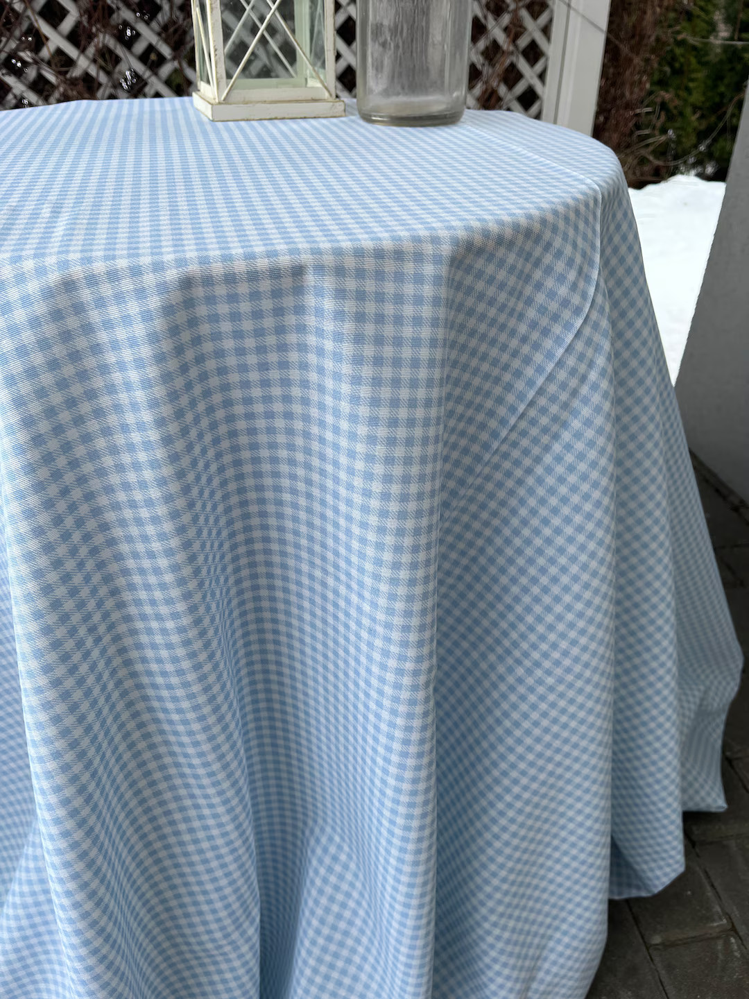 Baby Blue Plaid Tablecloth for Indoor and Outdoor Kitchen Decor. Gingham Table Linen for Dining T... | Etsy (US)