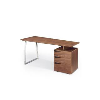 Nova Domus Walton Modern 63 in. Rectangular Walnut Wood 3-Drawer Desk | The Home Depot