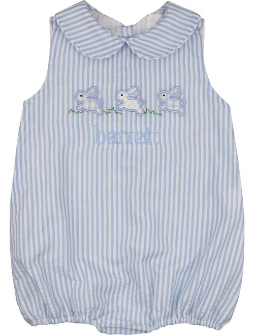 Blue Seersucker Bunny Bubble | Cecil and Lou