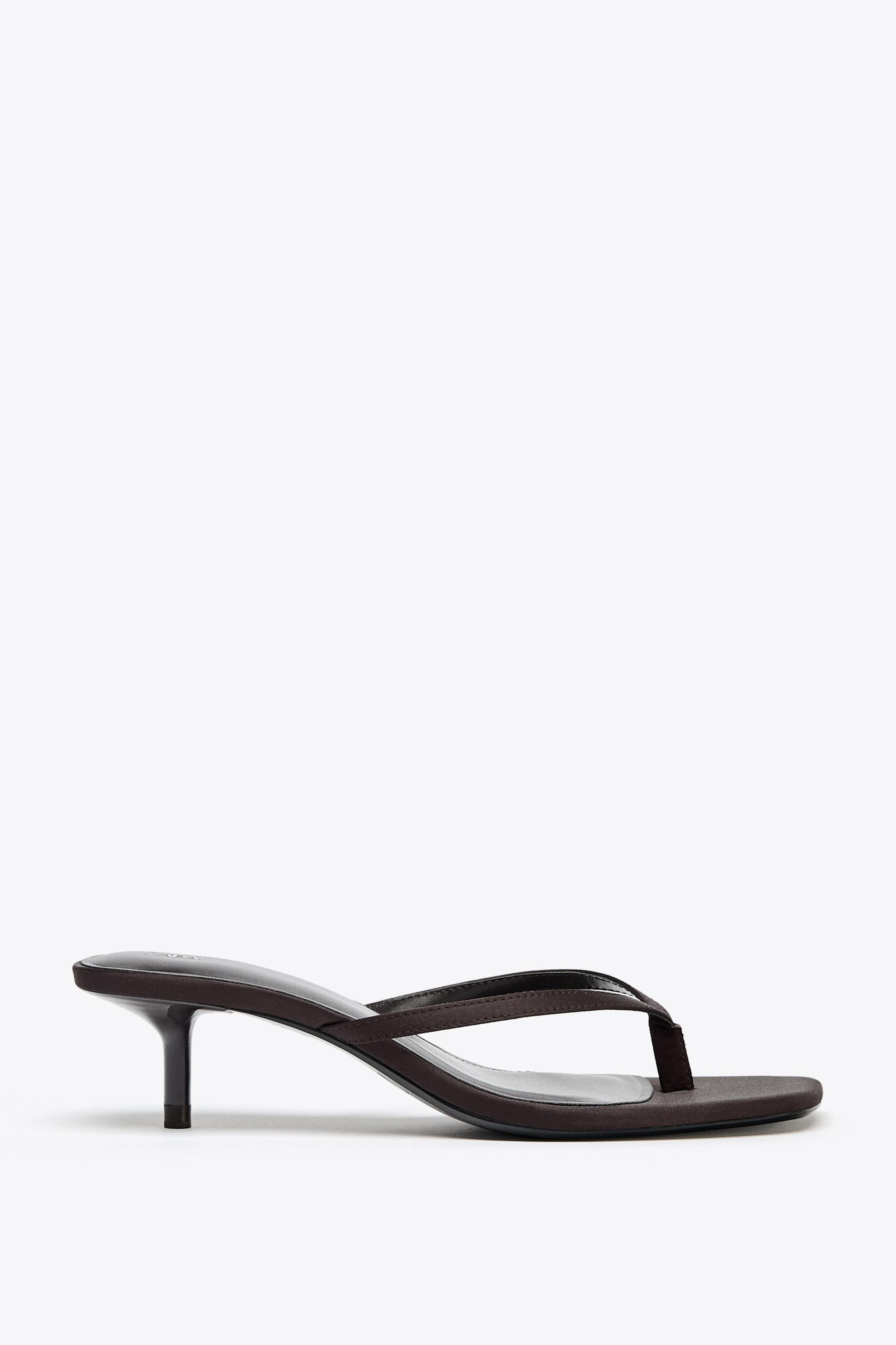 SATIN KITTEN HEEL SANDALS | Zara US