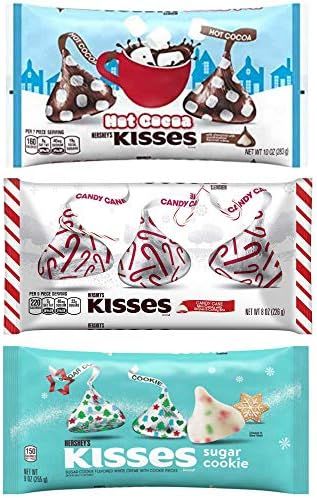Hersheys Kisses Holiday Christmas Bundle - Limited Edition - Sugar Cookie, Hot Cocoa, Candy Cane | Amazon (US)