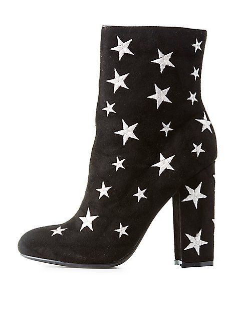 Star Embroidered Ankle Booties | Charlotte Russe