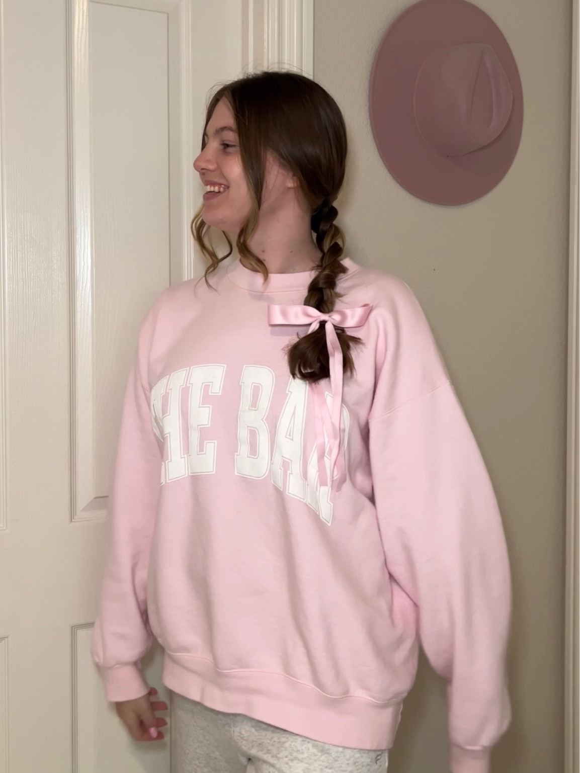 Hairstyle inspo, bow, beachwaver curling iron, pink aesthetic, pink sweatshirt

#LTKbeauty #LTKSeasonal #LTKstyletip