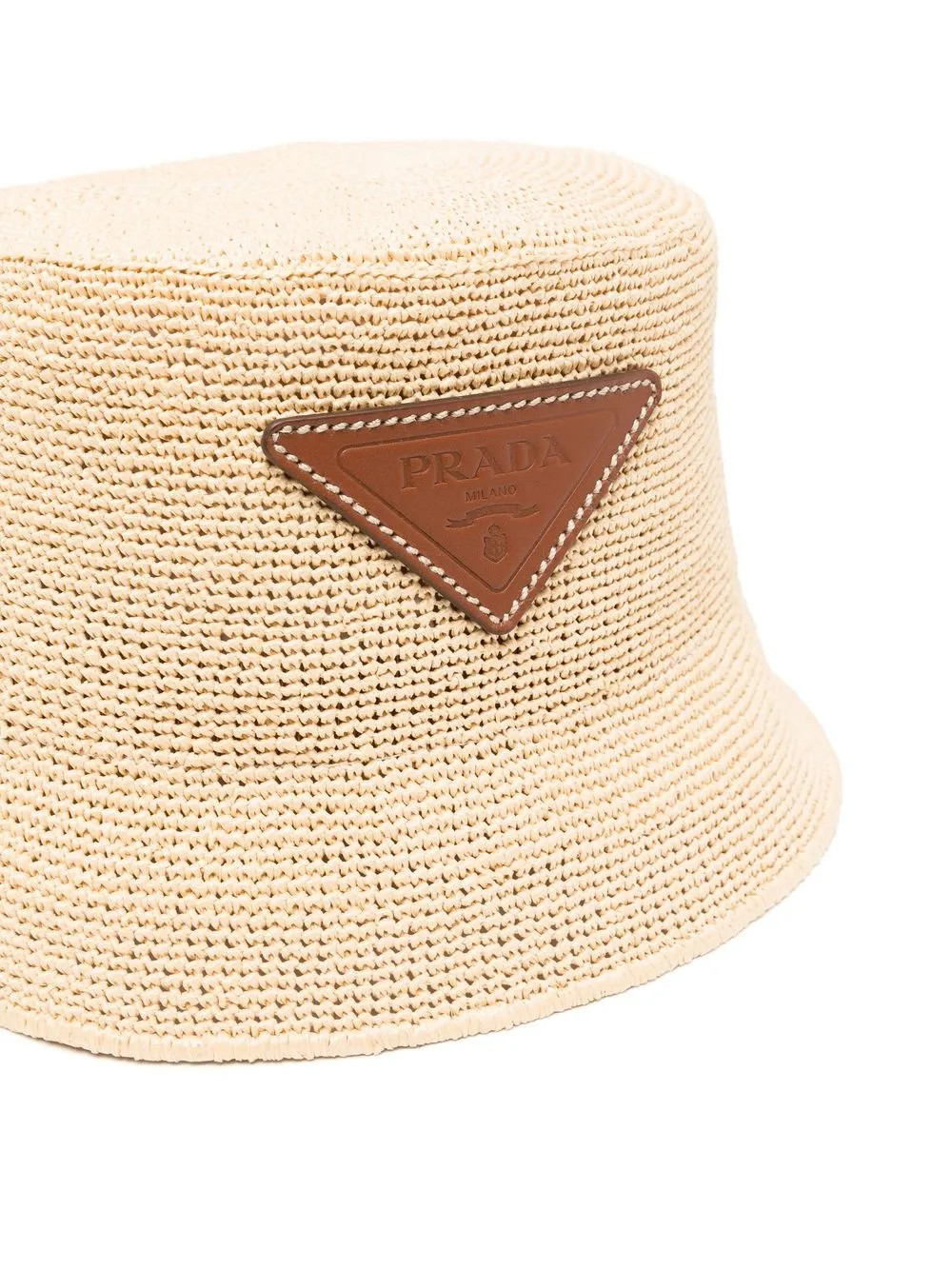 Prada logo-patch Raffia Bucket Hat - Farfetch | Farfetch Global