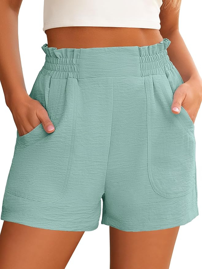 ANRABESS Shorts for Women Summer Casual Elastic High Waisted Wide Leg Cute Dressy Beach Shorts 20... | Amazon (US)