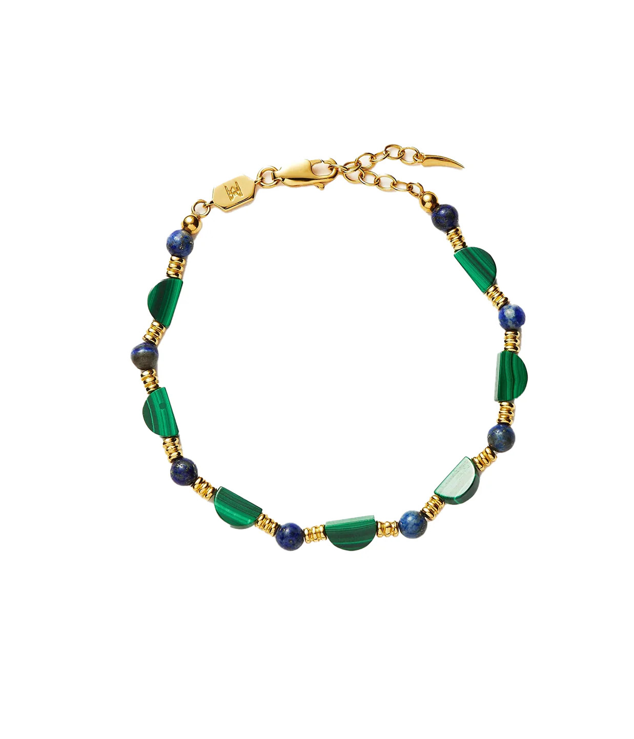 Zenyu Beaded Half Moon Bracelet in Gold and Amazonite | Mode Sportif