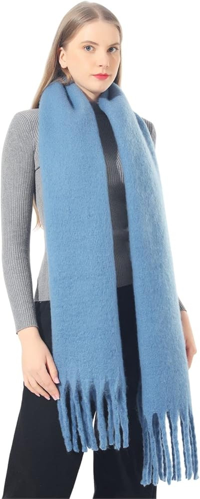 Big Scarf Coloured Checked Oversized Scarf Tassel Soft Fall Winter Thick Scarf Warm Shawl Women | Amazon (US)