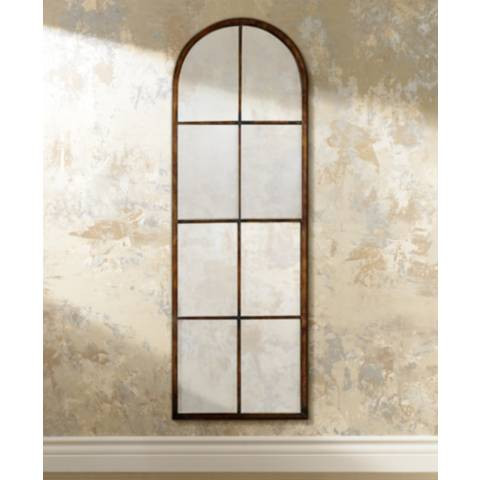 Uttermost Amiel Maple Brown 17" x 50" Arch Top Wall Mirror | Lamps Plus
