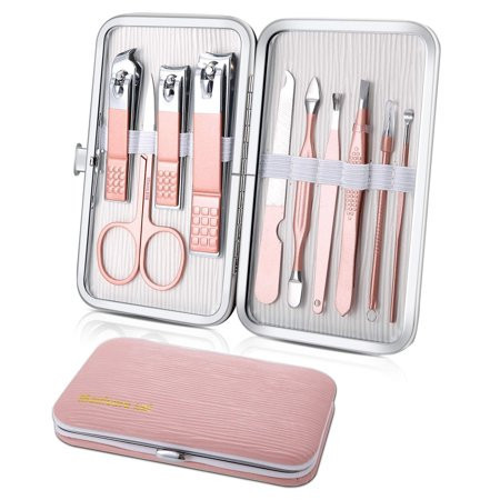 DISEN Manicure Set Travel Mini Nail Clippers Kit Pedicure Care Tools 10pcs Stainless Steel Grooming kit | Walmart (US)